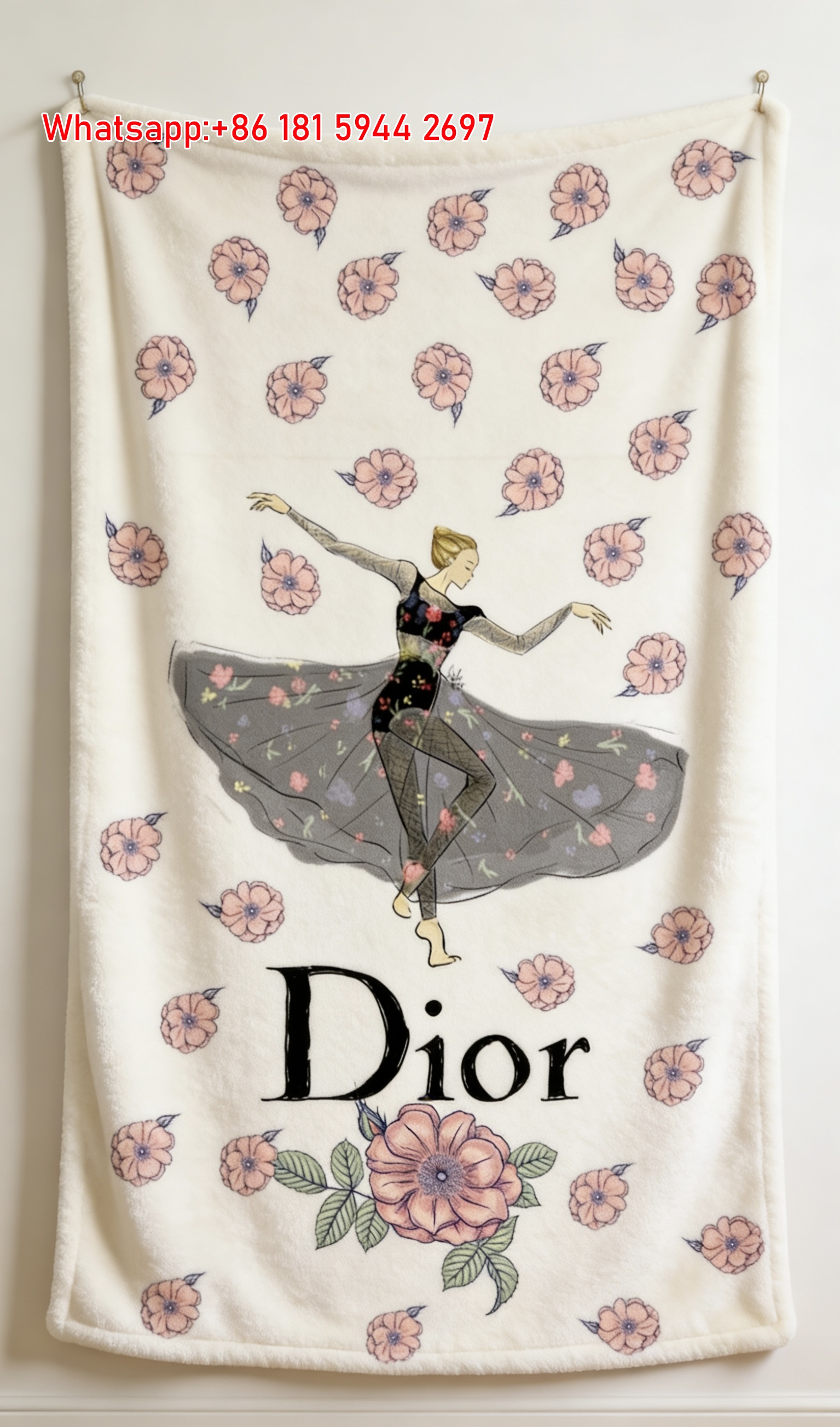 Dior Ballerina Floral Flannel Blanket Throw Sofa Decor D122
